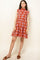 Cocktail Dresses Short Flutter Sleeve Tiered Print Dress Rust