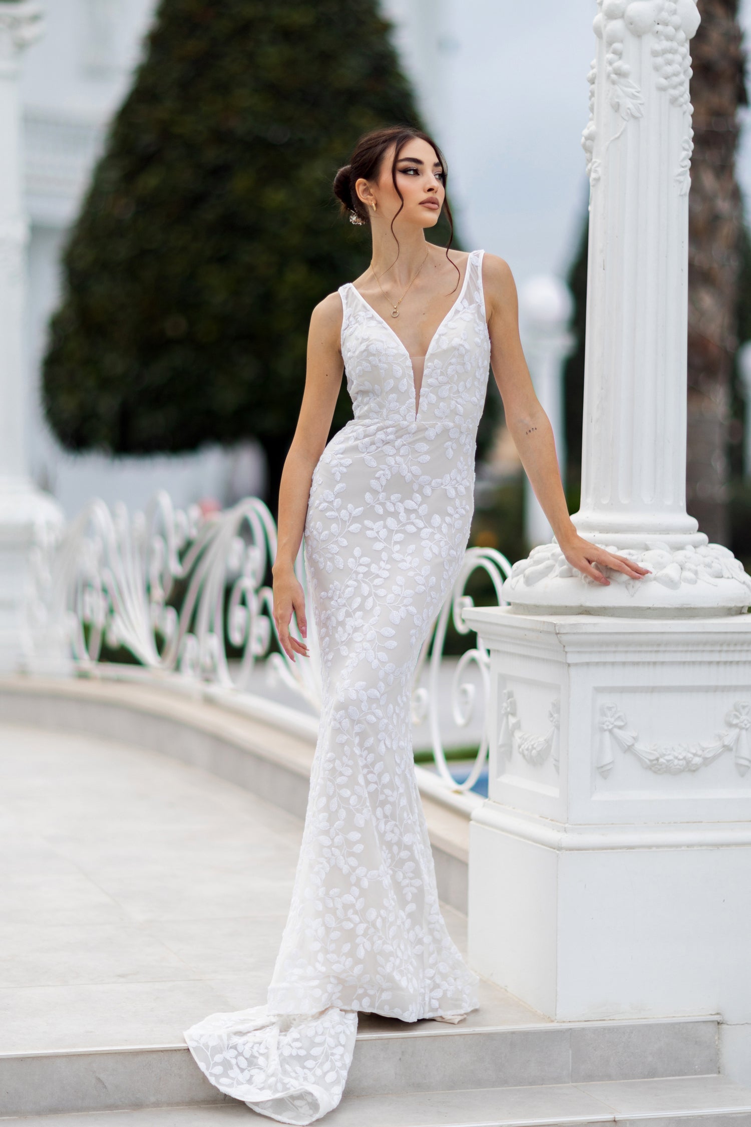 Wedding Dresses Long Leaf Sequin Wedding Dress White/Ivory