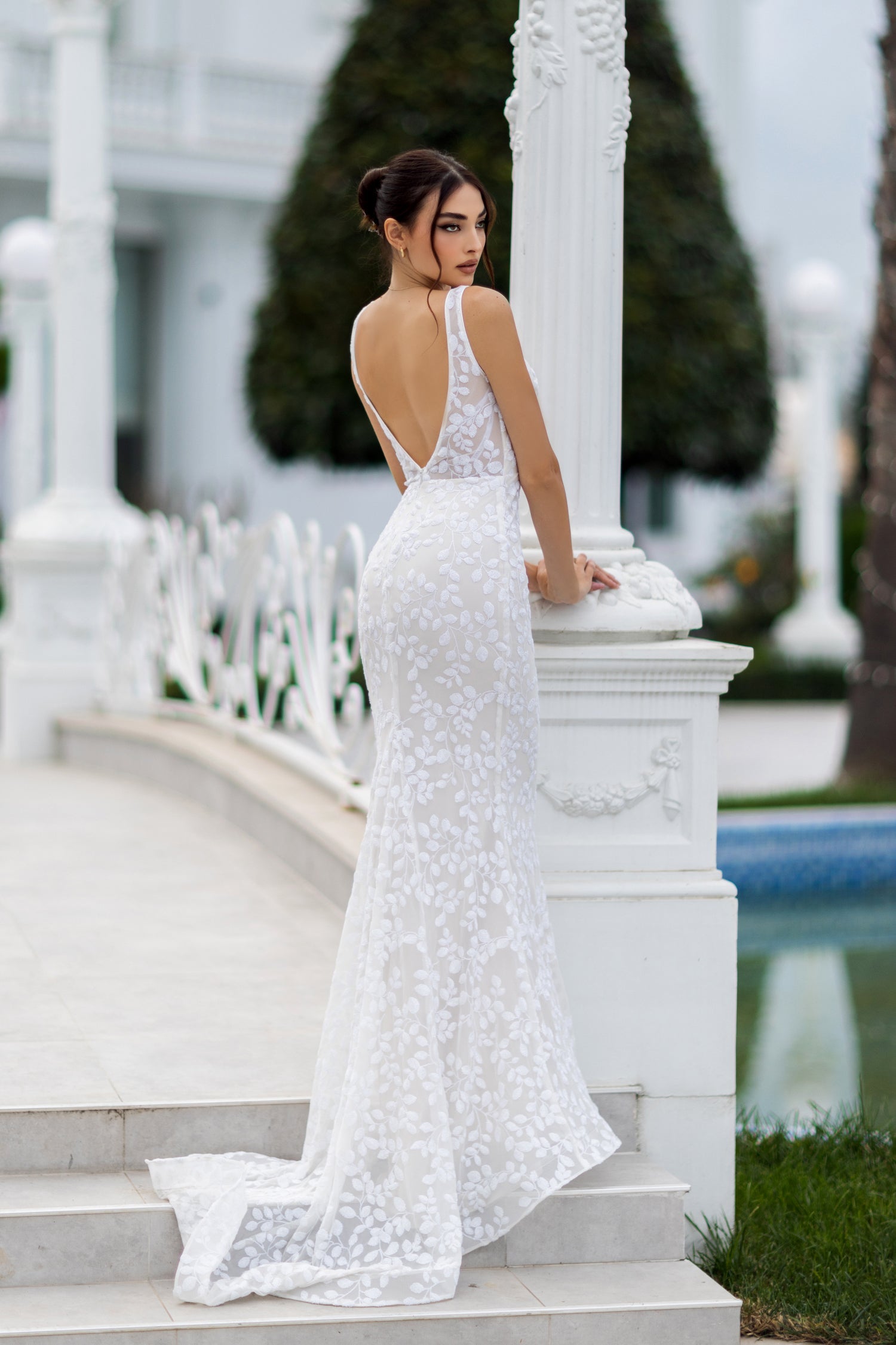 Wedding Dresses Long Leaf Sequin Wedding Dress White/Ivory