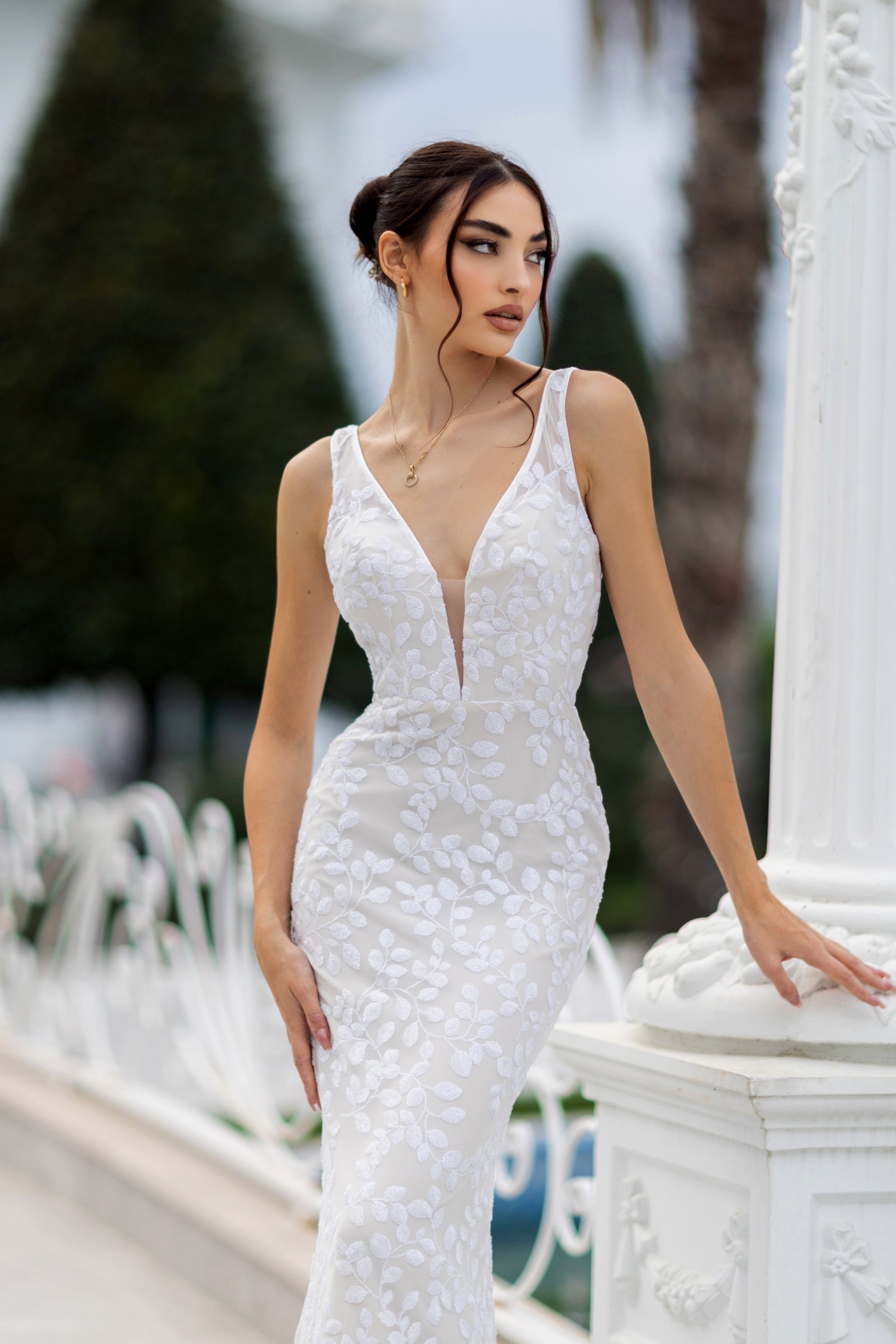 Wedding Dresses Long Leaf Sequin Wedding Dress White/Ivory