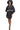 Cocktail Dresses Long Sleeve Button Down Sheer Camisole Short Dress Black