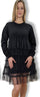 Cocktail Dresses Long Sleeve Layered Chiffon Stretch Shirt Short Dress Black