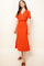Cocktail Dresses V Neck Slit Knit Midi Dress Orange
