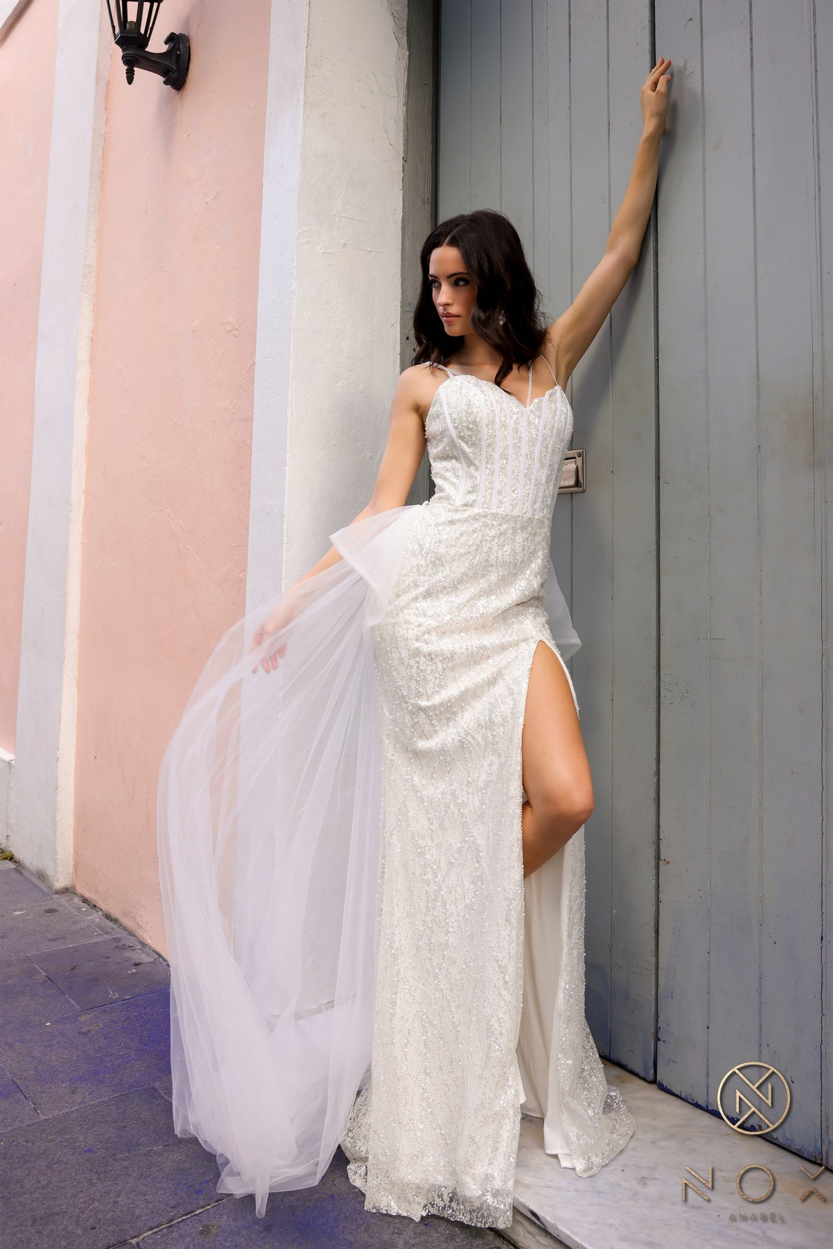 Prom Dresses Long Fitted Formal Overskirt Prom Dress White