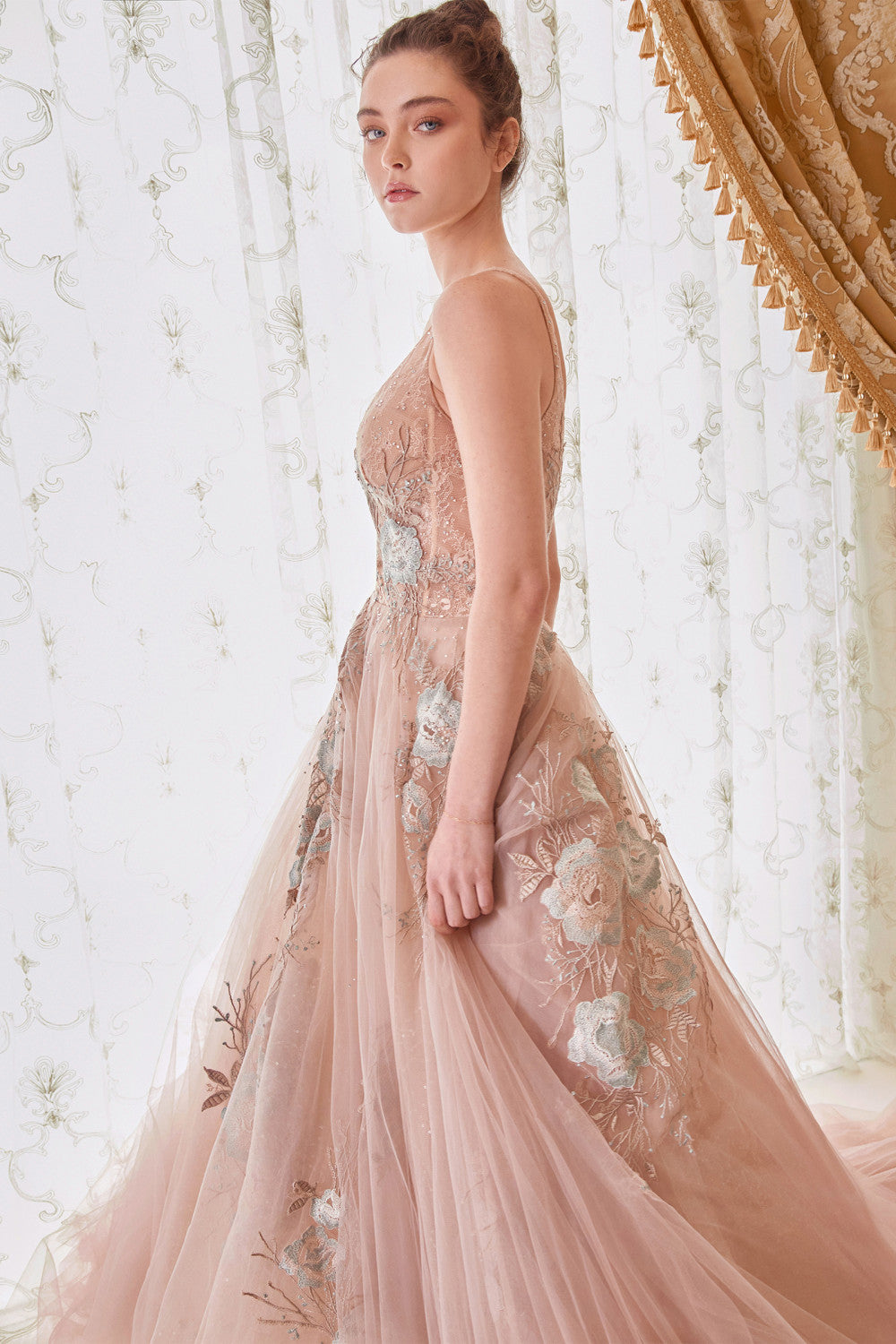 Prom Dresses Sleeveless Long A-Line Prom Dress Blush