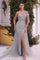 Prom Dresses Long Sequin Beaded Formal Prom Overskirt Dress Silver