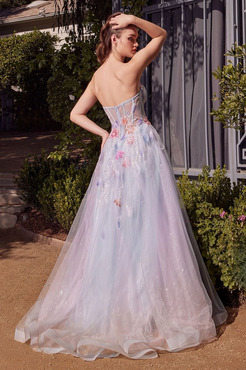 Prom Dresses Long Formal Floral A Line Printed Prom Dress LT Blue