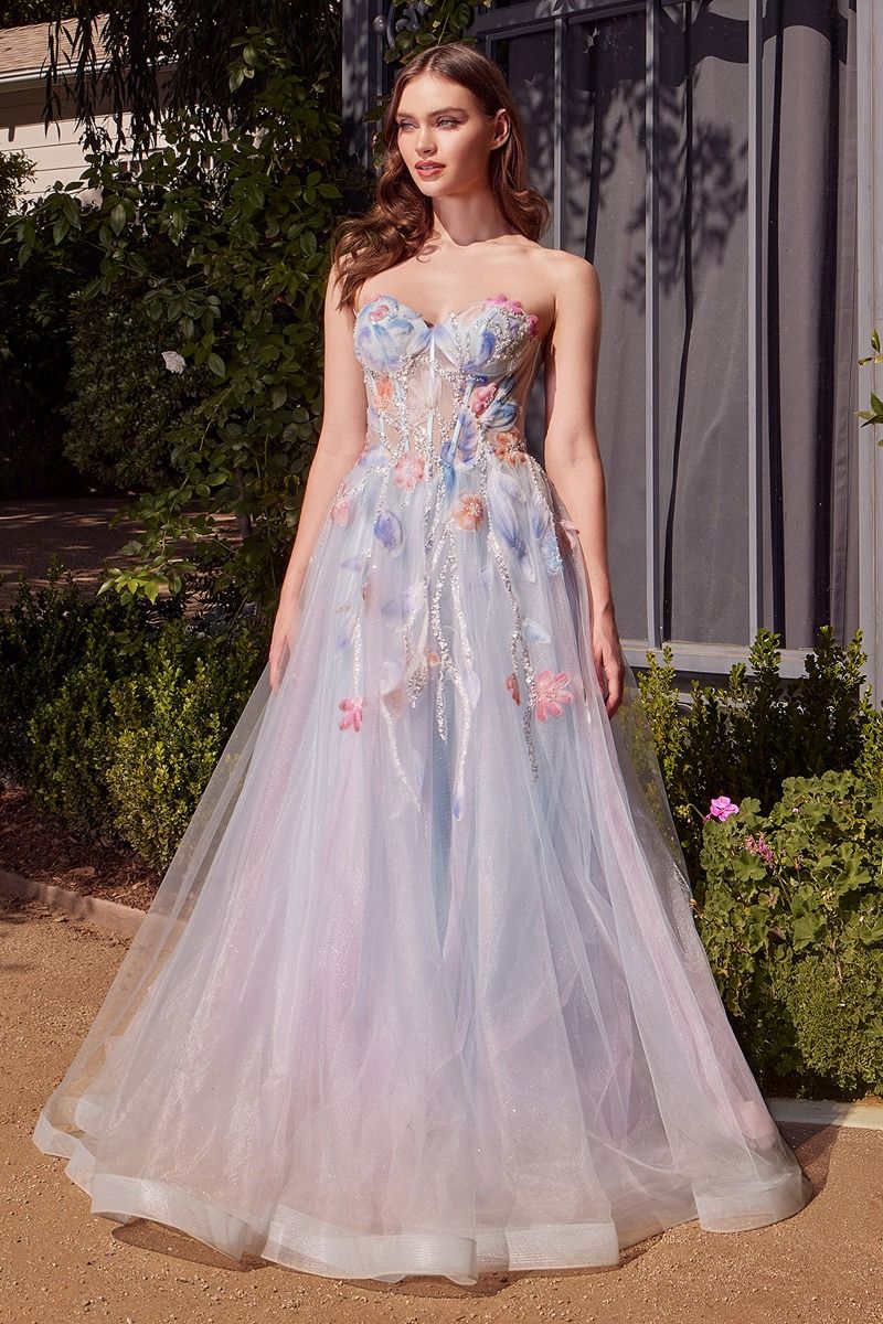 Prom Dresses Long Formal Floral A Line Printed Prom Dress LT Blue