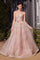 Prom Dresses Long Formal Floral A Line Printed Prom Dress Peach