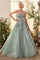 Prom Dresses Ball Gown Long Layered Glitter Formal Prom Dress Sage