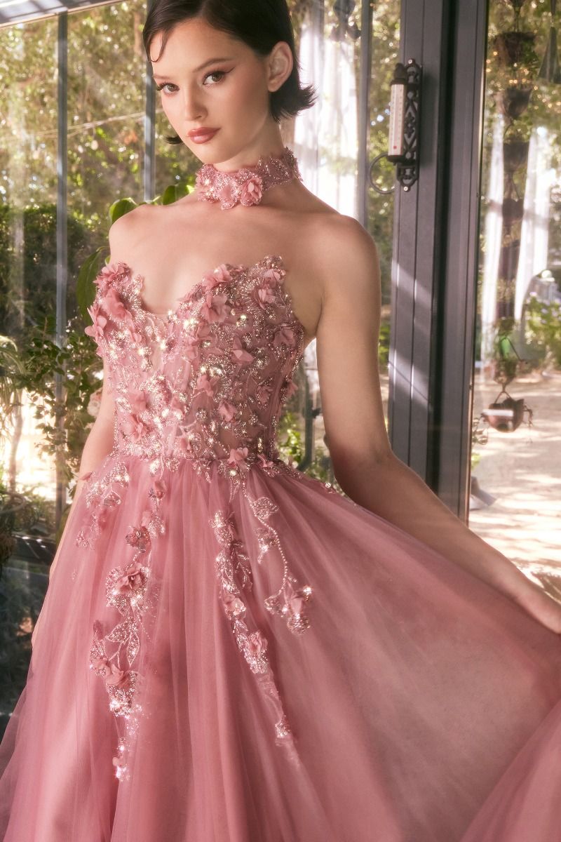 Prom Dresses Long Lace Formal Ball Gown Glitter Prom Dress Dusty Rose