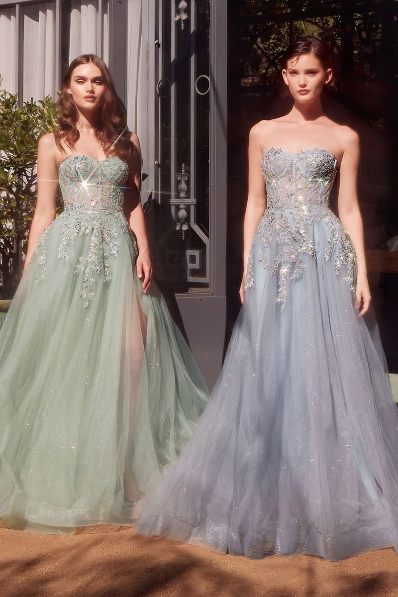 Prom Dresses Prom Layered Long Glitter Formal Dress Smoky Blue