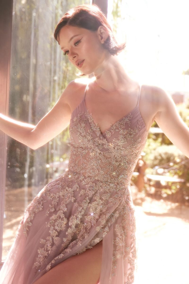 Prom Dresses Long A Line Lace Layered Formal Prom Dress Dusty Rose