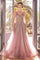 Prom Dresses Long A Line Lace Layered Formal Prom Dress Dusty Rose
