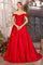 Prom Dresses Long Pleated Ball Gown Slit Formal Prom Dress Red
