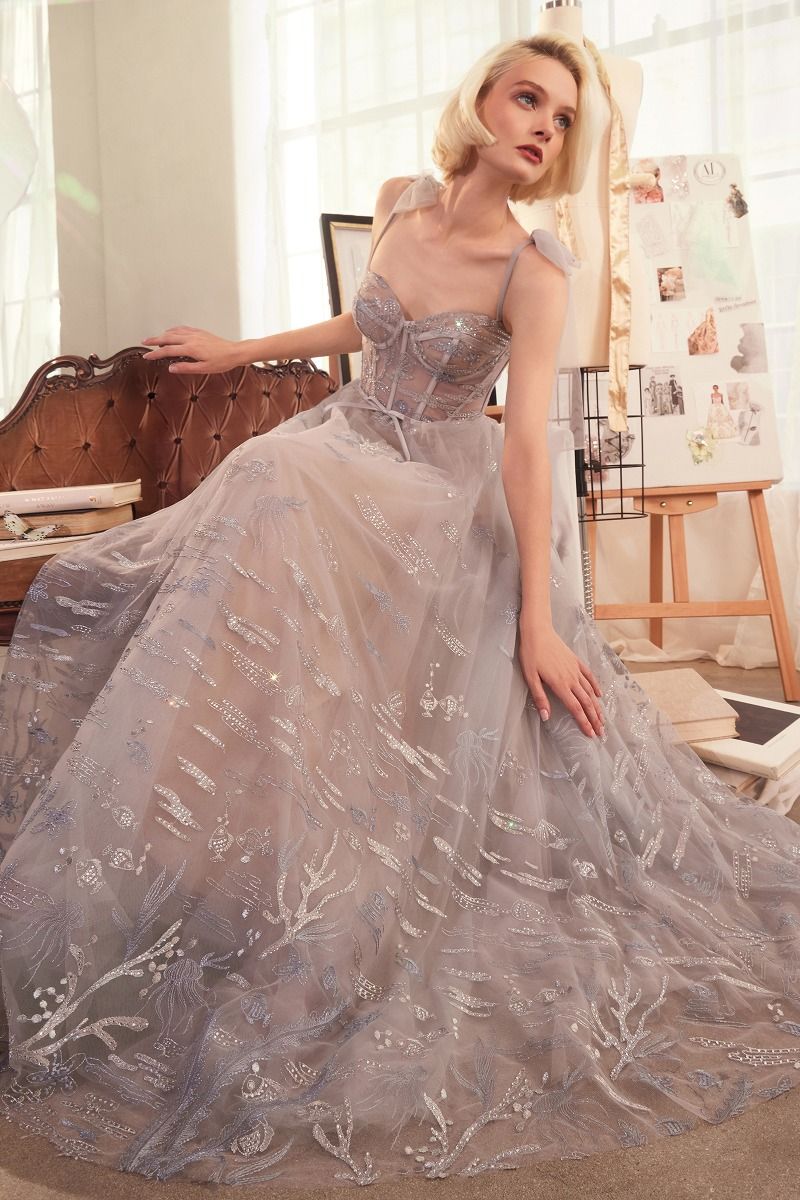 Prom Dresses A Line Corset Formal Long Prom Dress Silver