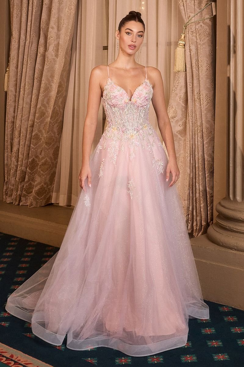 Andrea & Leo A1477 Long Formal Floral Printed Prom Dress