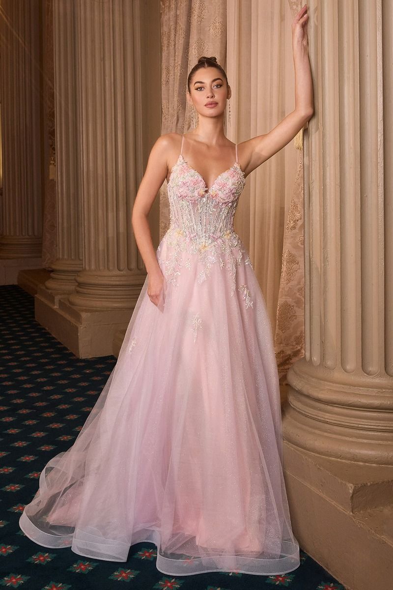 Andrea & Leo A1477 Long Formal Floral Printed Prom Dress