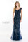 Formal Dresses Beaded Floral Long Formal Ombre Evening Dress Navy Blue