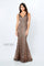 Formal Dresses Long Beaded Lace Metallic Evening Formal Dress Mocha
