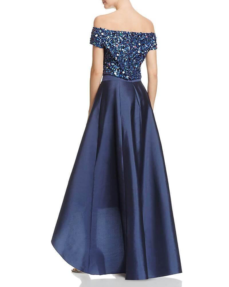 Adrianna Papell Off Shoulder Two Piece High Low Dress - The Dress Outlet Adrianna Papell