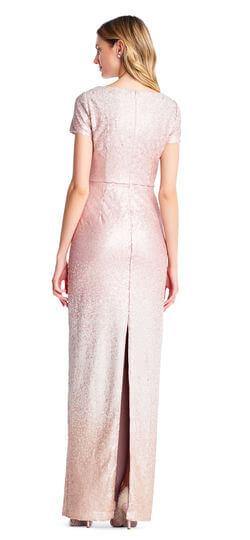Adrianna Papell Long Formal Short Sleeve Dress - The Dress Outlet Adrianna Papell