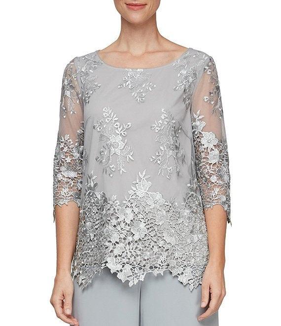 Alex Evenings 3/4 Sleeve Formal Blouse 83171248 - The Dress Outlet