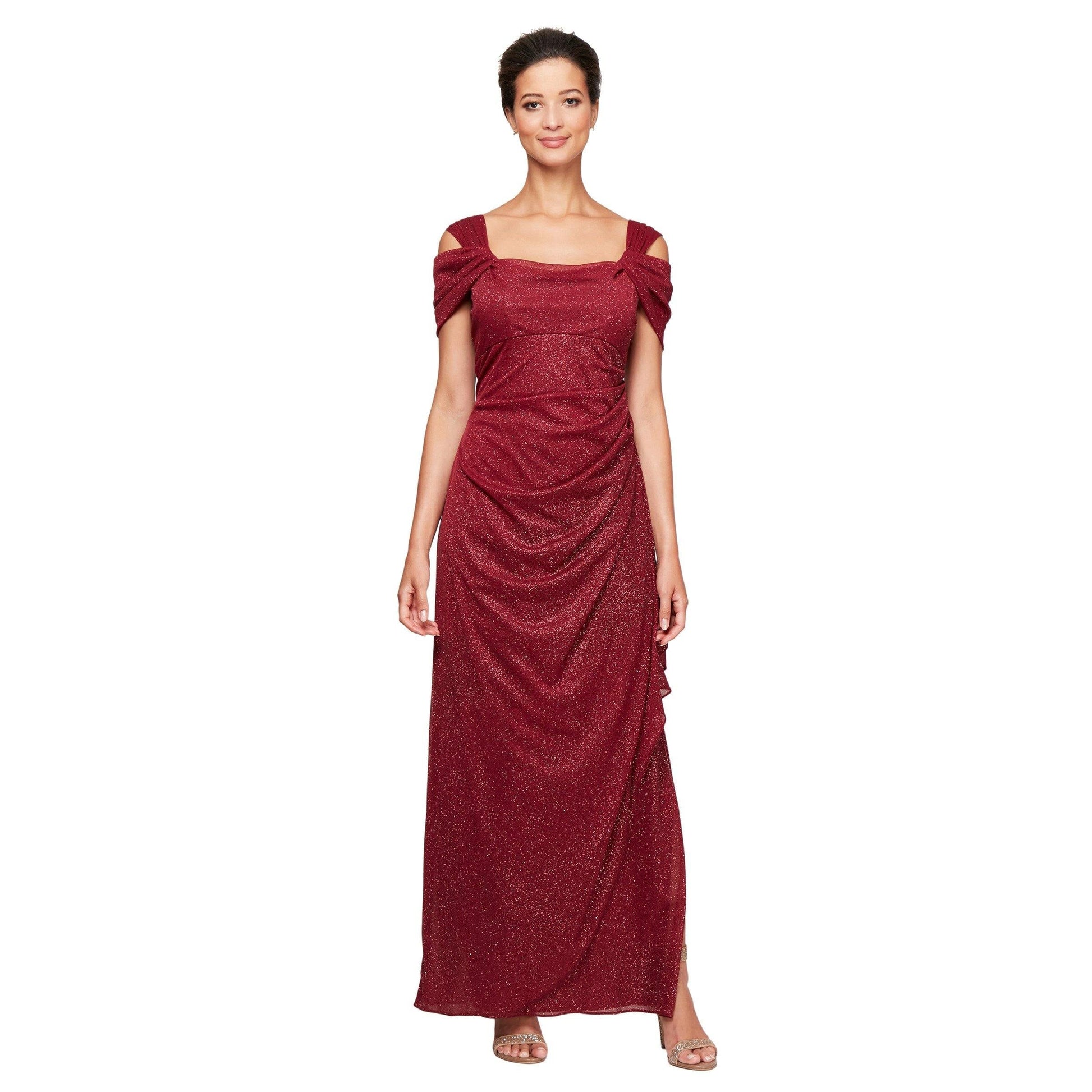 Alex Evenings Long Formal Glitter Mesh Dress 133026 - The Dress Outlet