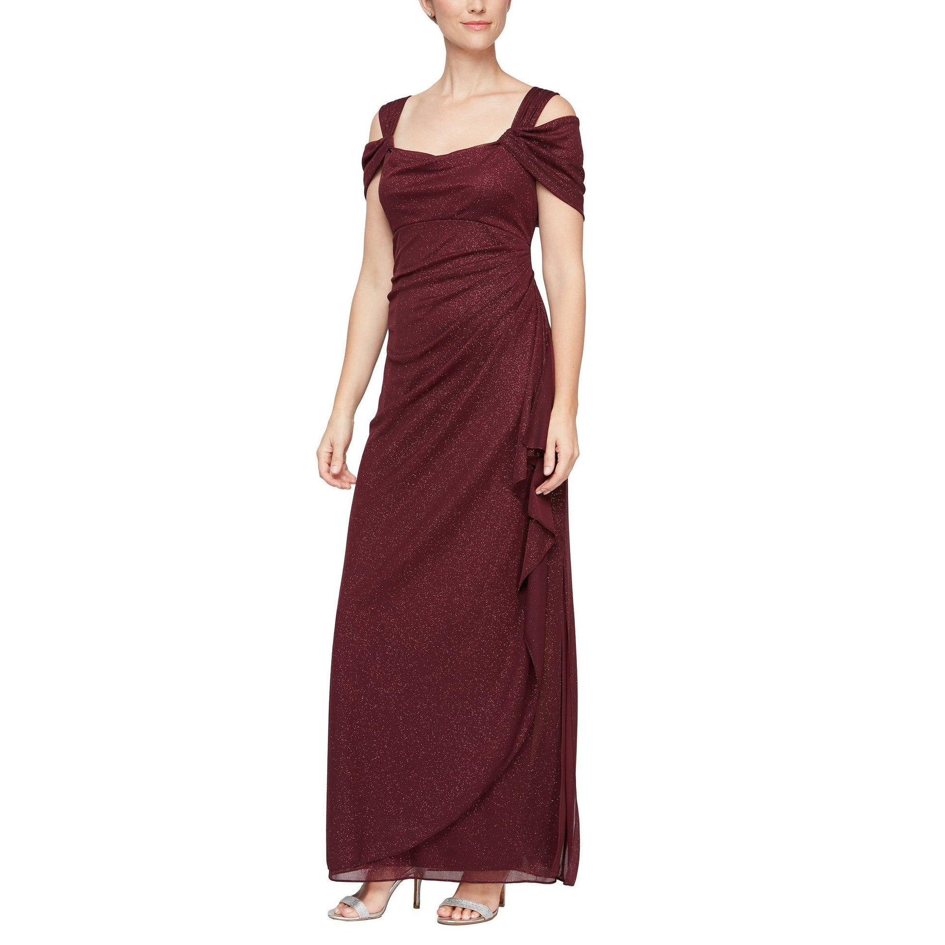Alex Evenings Long Formal Glitter Mesh Dress 133026 - The Dress Outlet