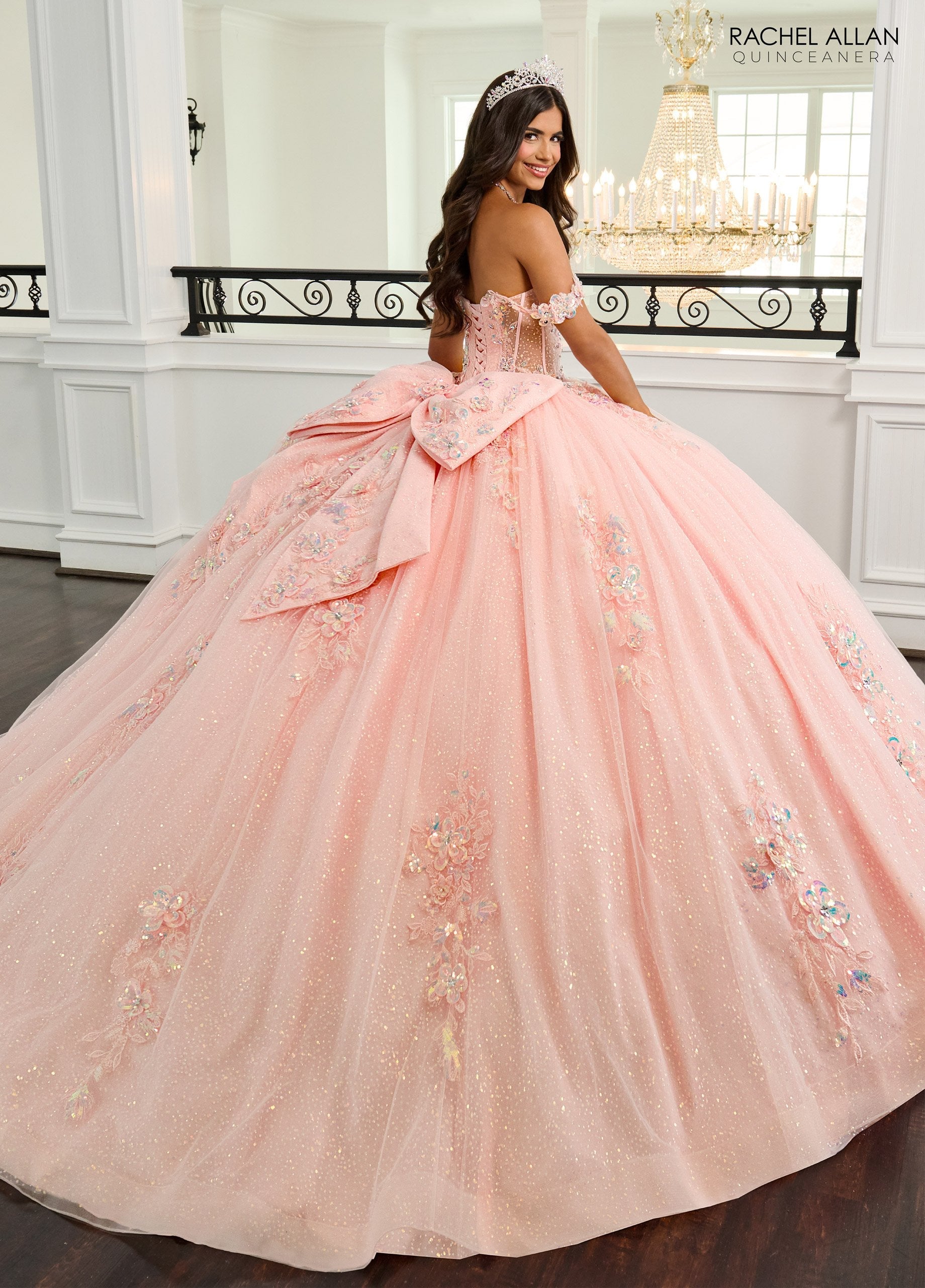 Quinceniera Dresses Sweet 16 Long Glitter Quinceanera Dress  Blush