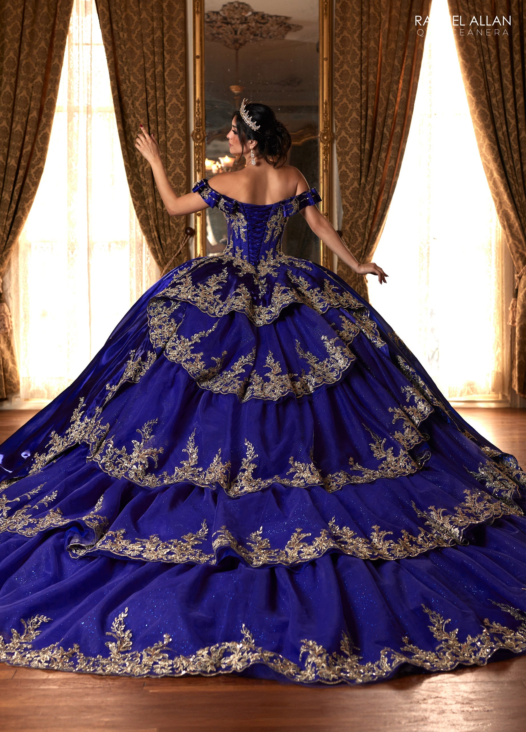 Quinceniera Dresses Beaded Ball Gown Long Quinceanera Dress   Cobalt
