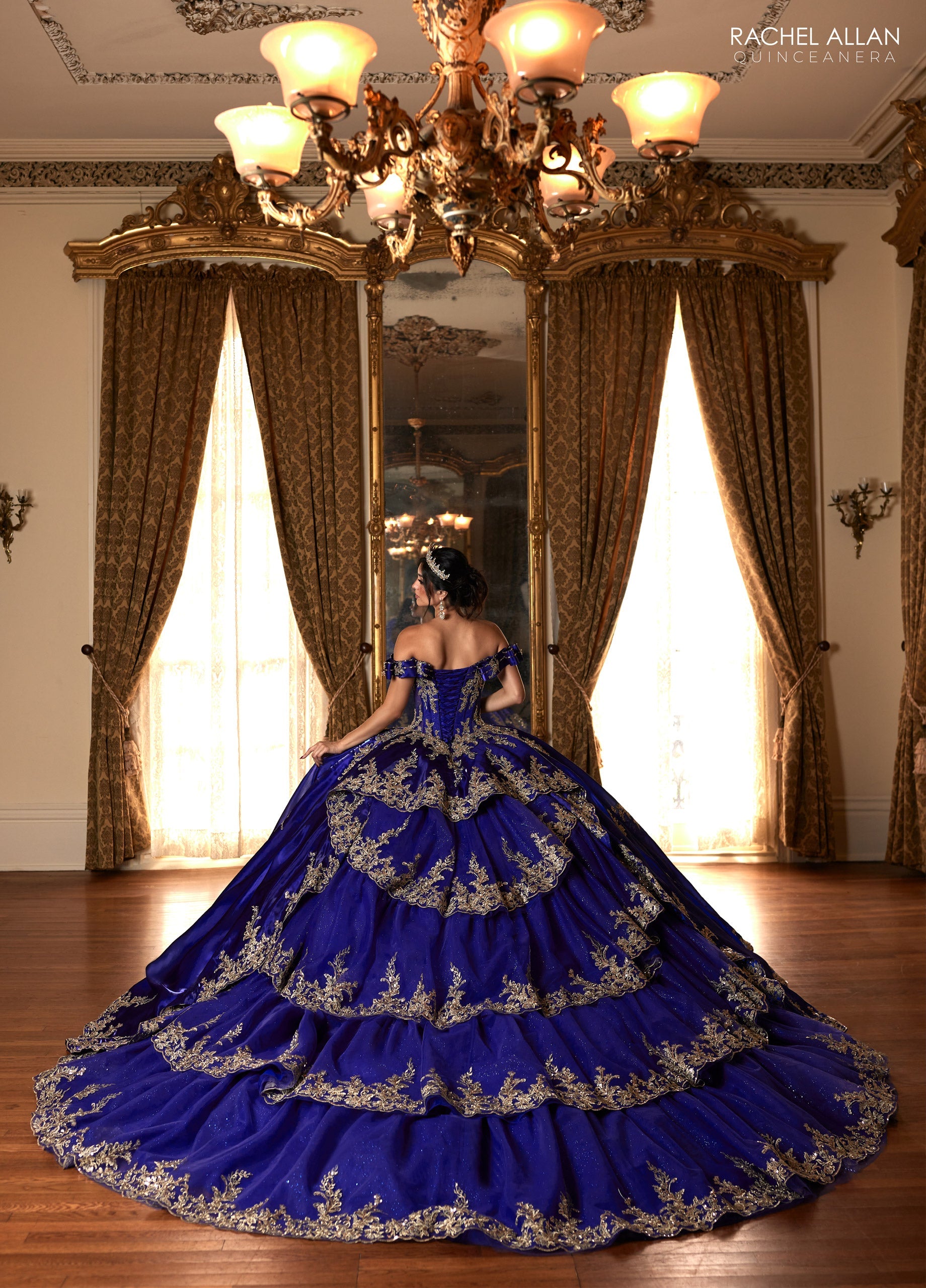 Quinceniera Dresses Beaded Ball Gown Long Quinceanera Dress   Cobalt