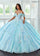 Quinceniera Dresses Long Ball Gown Beaded Quinceanera Dress Light Blue Mint