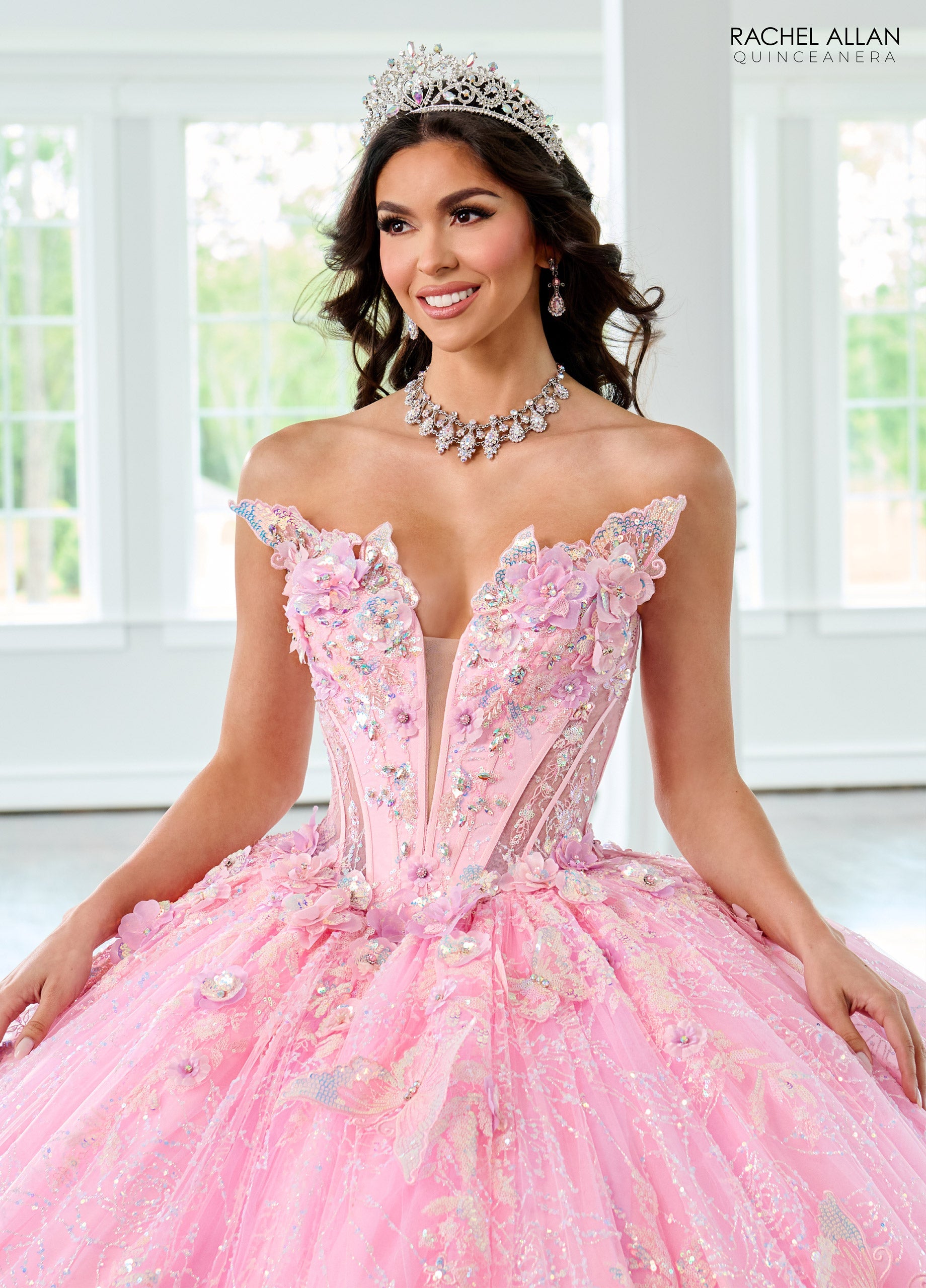 Quinceniera Dresses Long Ball Gown Beaded Quinceanera Dress Pink Lilac