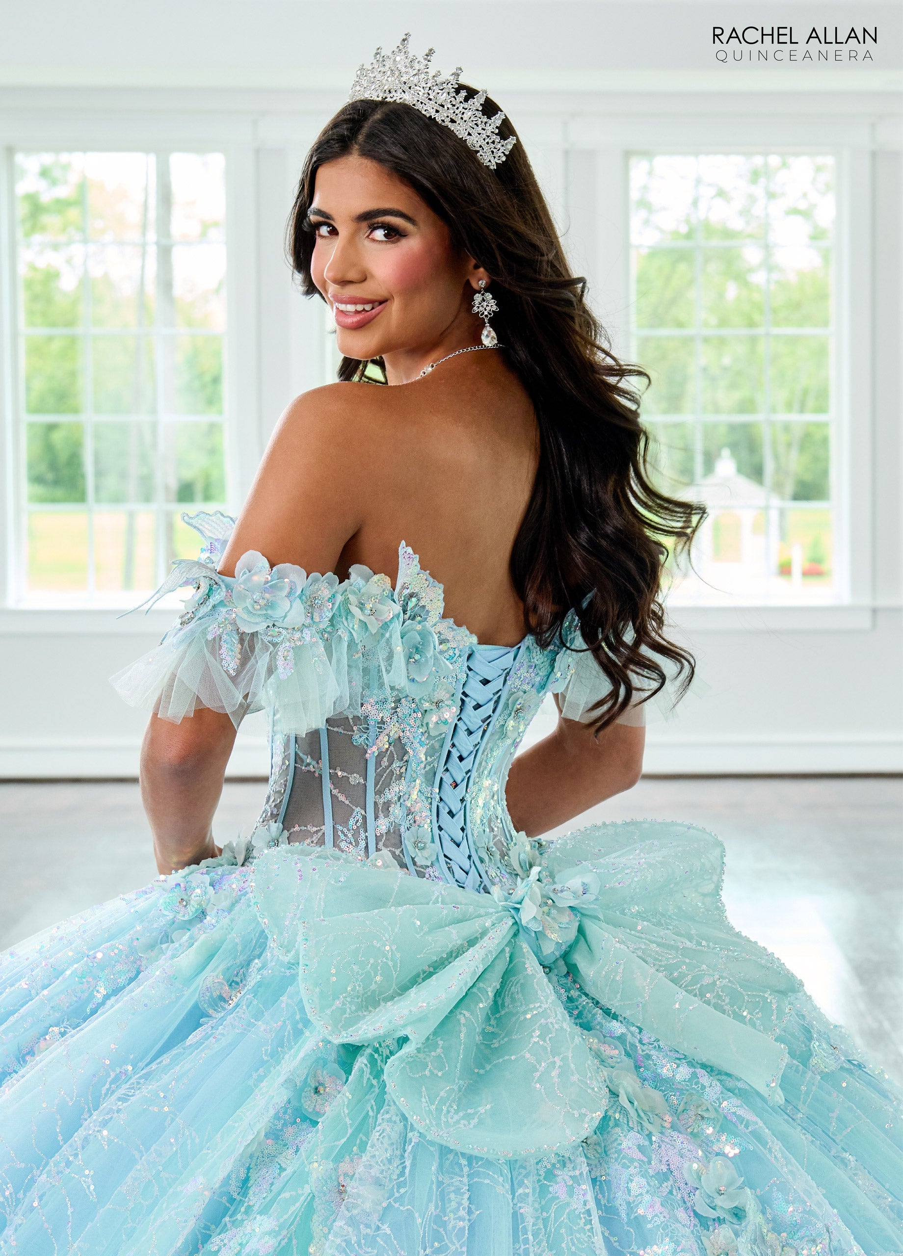 Quinceniera Dresses Long Ball Gown Beaded Quinceanera Dress Light Blue Mint