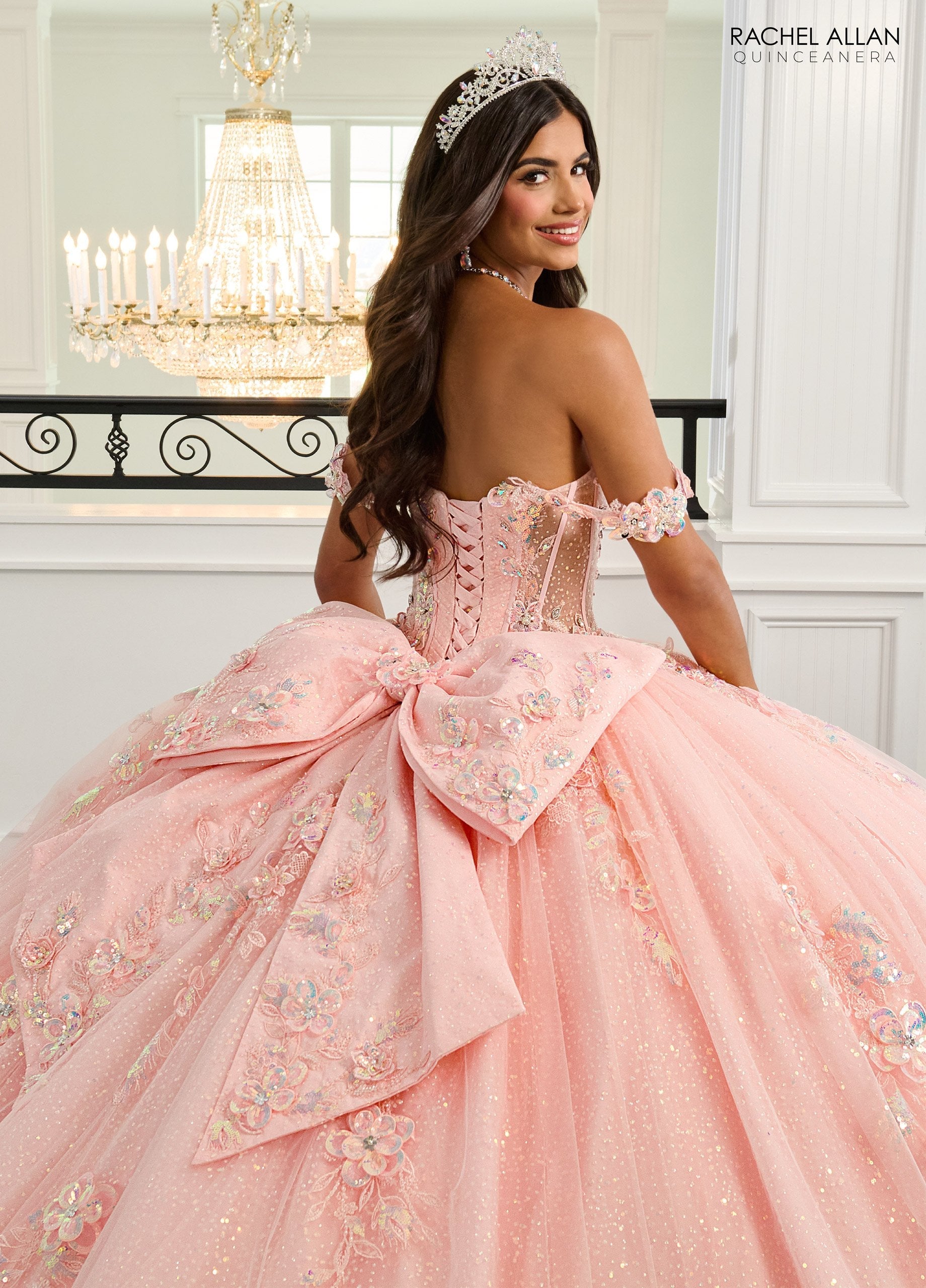 Quinceniera Dresses Sweet 16 Long Glitter Quinceanera Dress  Blush