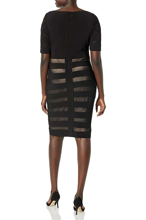 Cocktail Dresses Short Two Tone Fitted Cocktail Dress Black Pale Pink