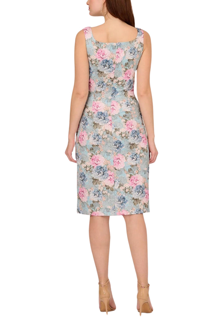 Cocktail Dresses Short Cocktail Floral Print Slit Dress Blue Multi