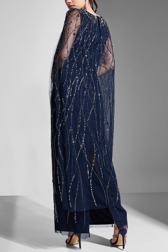 Formal Dresses Long Formal Cape Evening Dress Midnight