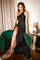 Prom Dresses Prom Fitted Slit Evening Formal Long Gown Black
