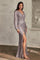 Formal Dresses Long Sleeve Formal Sequin Dress Dark Silver