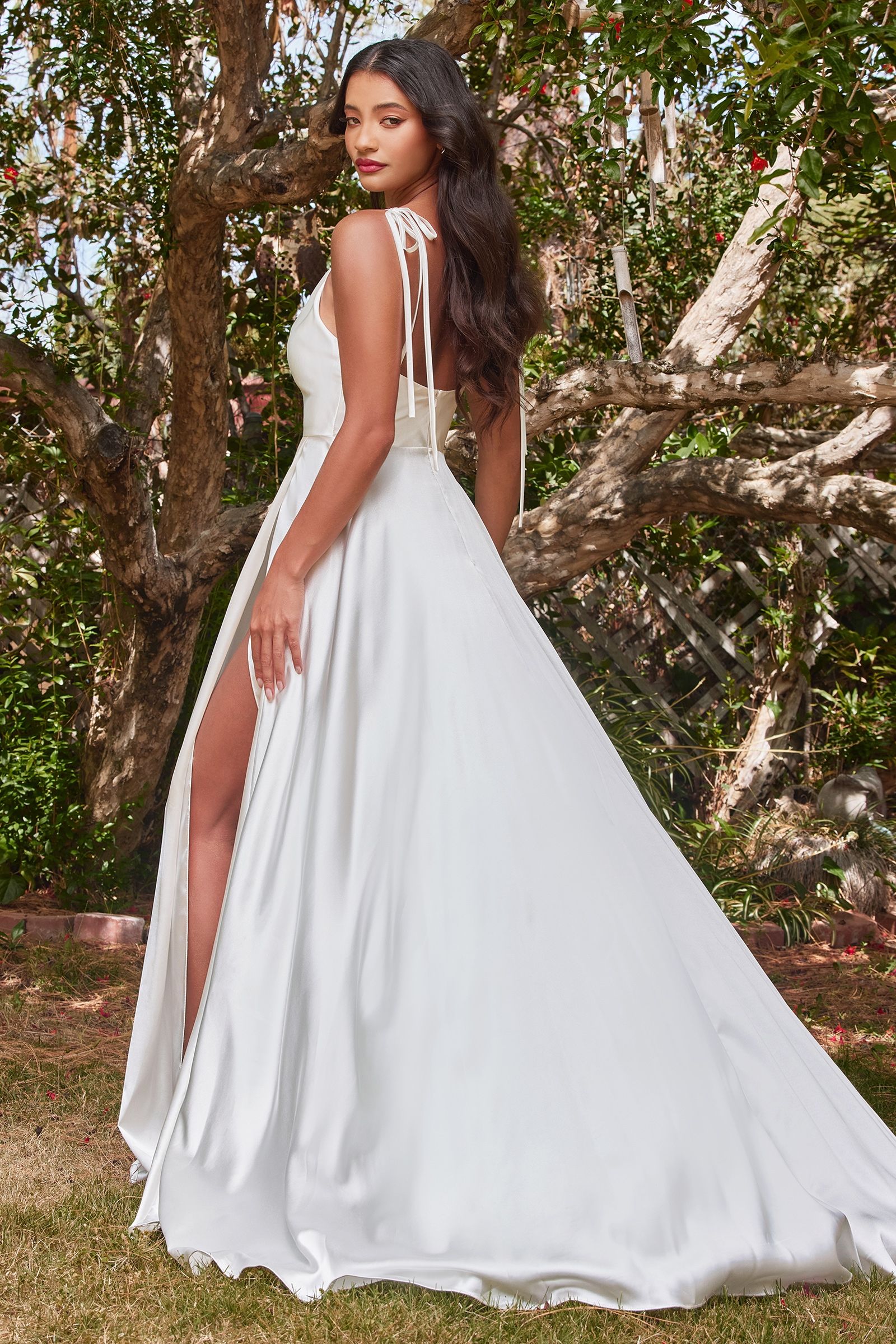 LaDivine BD104W Ravishing Cowl A-Line Satin Wedding Gown
