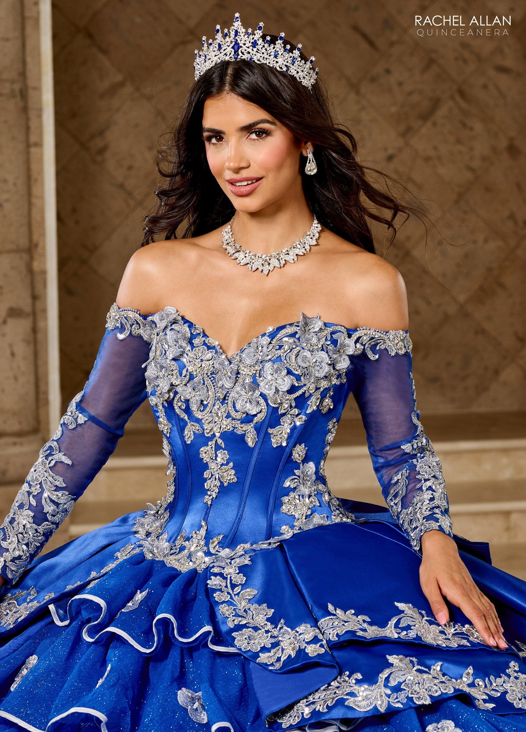 Quinceniera Dresses Long Ball Gown Ruffle Quinceanera Dress     Royal Silver