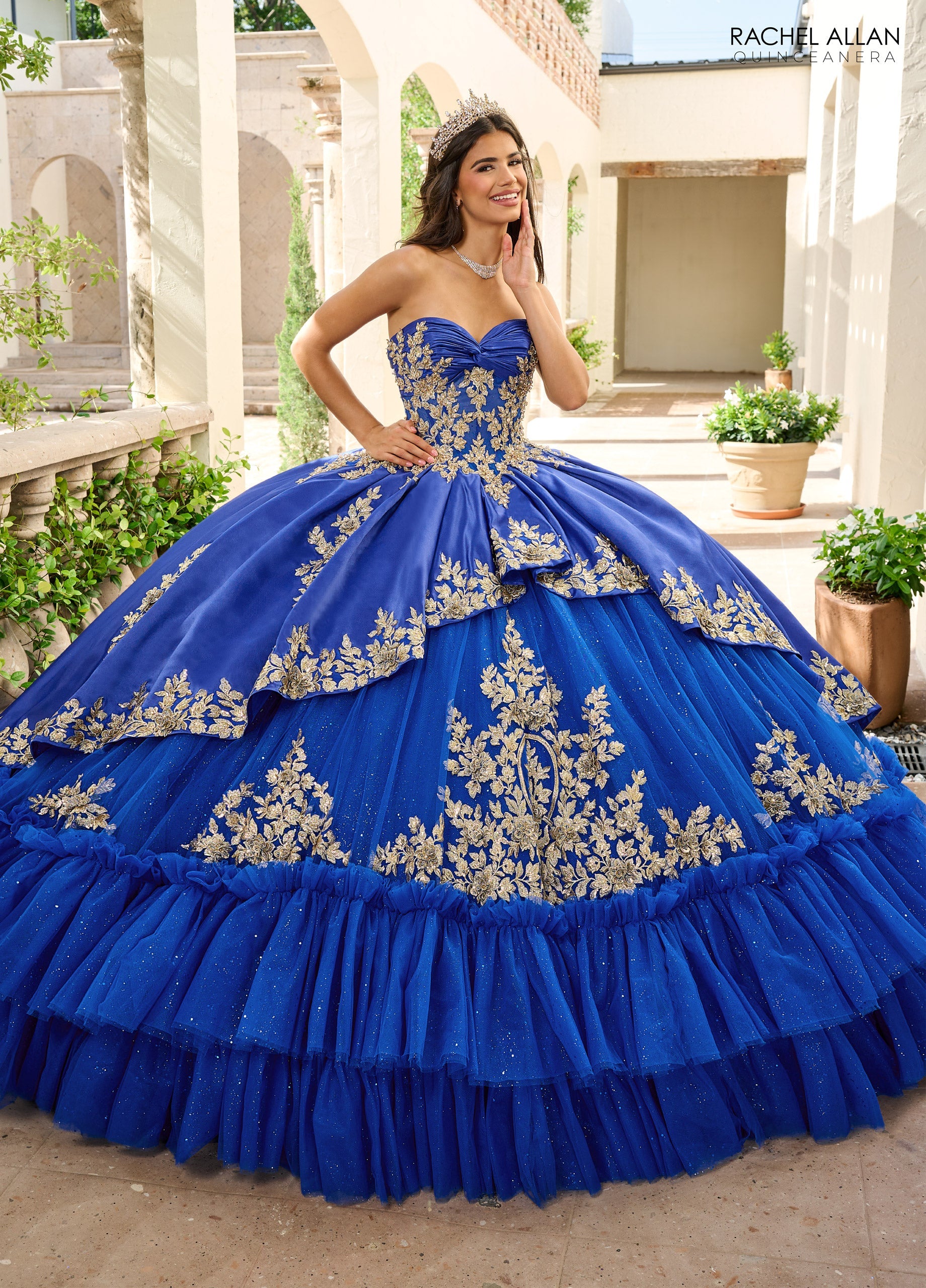 Quinceniera Dresses Glitter Ball Gown Long Quinceanera Dress  Royal Gold