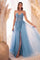 Prom Dresses Long Formal A Line Corset Applique Prom Dress Blue
