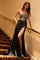 Prom Dresses Long Fitted Slit Prom Corset Formal Dress Black