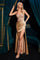 Prom Dresses Long Fitted Slit Prom Corset Formal Dress Gold