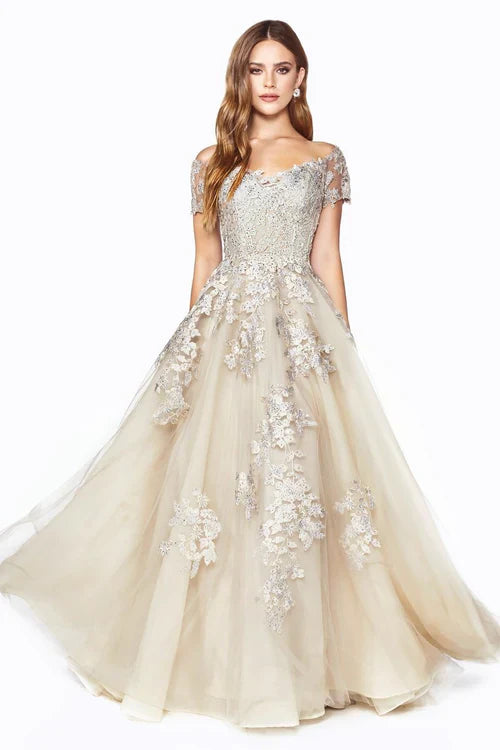 LaDivine C20 Long Formal Off Shoulder Evening Dress