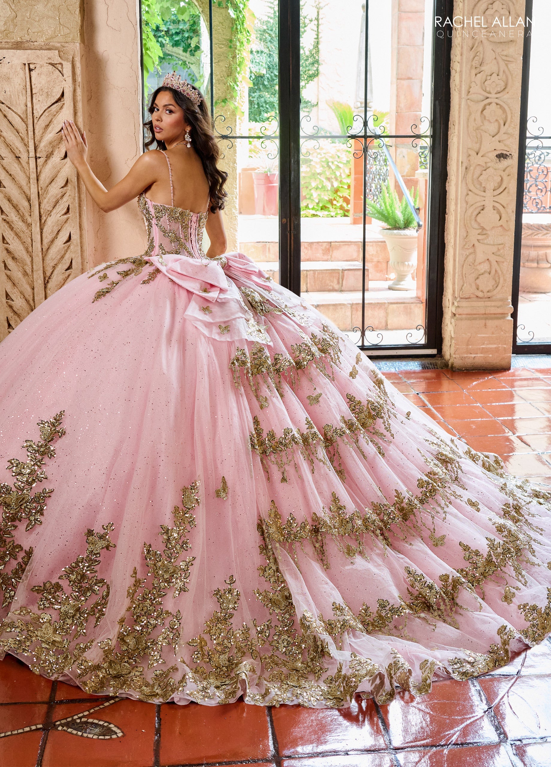 Quinceniera Dresses Glitter Ball Gown Long Quinceanera Dress Blush Gold