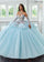 Quinceniera Dresses Ball Gown Beaded Long Sequin Quinceanera Dress Light Blue Multi